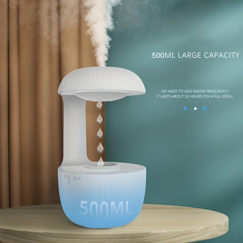 600ml Anti-Gravity Water Droplet Humidifier – Smart Essential Oil Diffuser with Night Light & Silent Spray