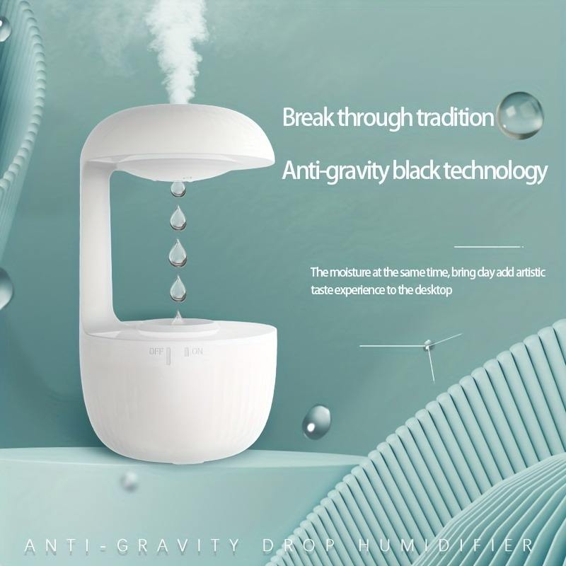 600ml Anti-Gravity Water Droplet Humidifier – Smart Essential Oil Diffuser with Night Light & Silent Spray