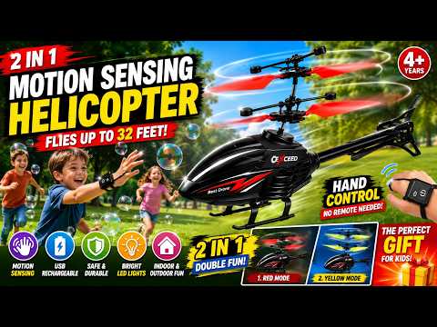 2-in-1 Motion Sensing Dynamic Flying Helicopter Toy – USB Rechargeable Hand-Controlled RC Helicopter for Kids