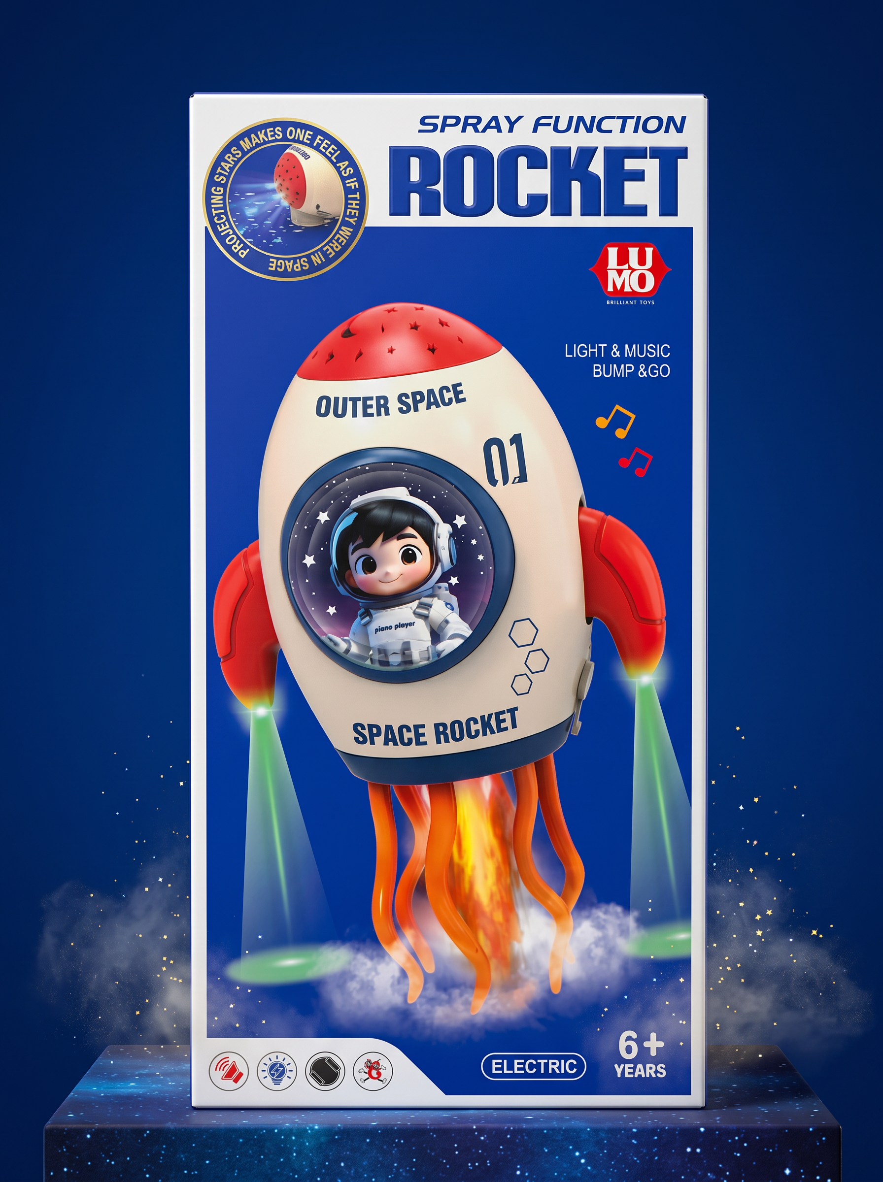 Space Explorer Rocket Toy for Kids | Light, Music & Spray Mist