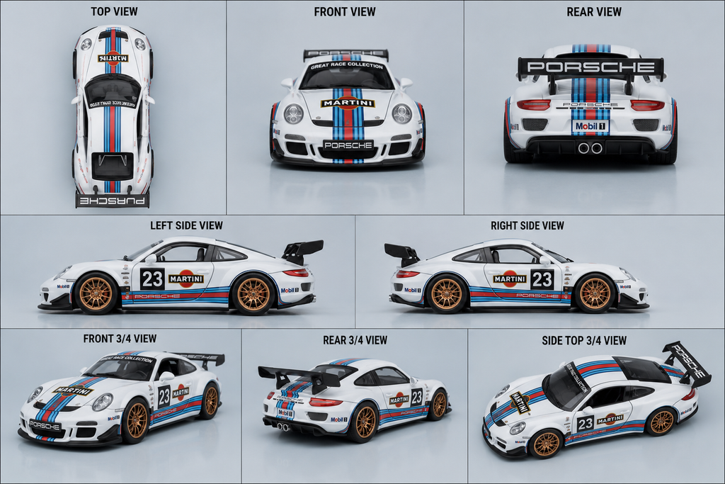 Premium Sports Racing Toy Car – Pull Back Die-Cast Style Car with LED Lights, Racing Stripes & Realistic Design